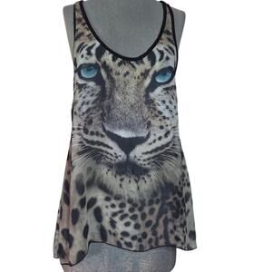 Sheer Animal Print Sleeveless Tank Size Medium